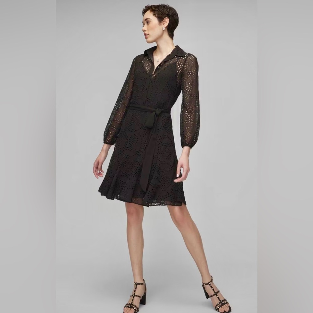 White House Black Market Long Sleeve Eyelet Shirt Dress